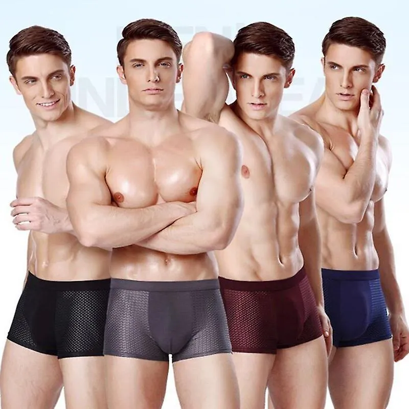 2024 Boxers Briefs Man Ice Silk Shorts Underpants Male Large Size Men's Mesh Panties Breathable Long Boxer For Men Underwear