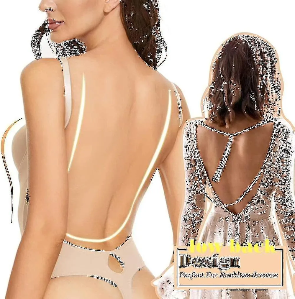 Backless Body Shaper For Women Push Up Bra Low Back Thong Bodysuit