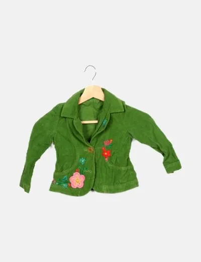 Benetton Blazer pana verde detalle bordado