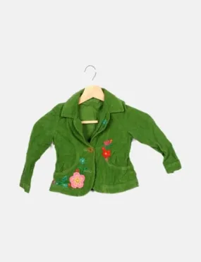 Benetton Blazer pana verde detalle bordado