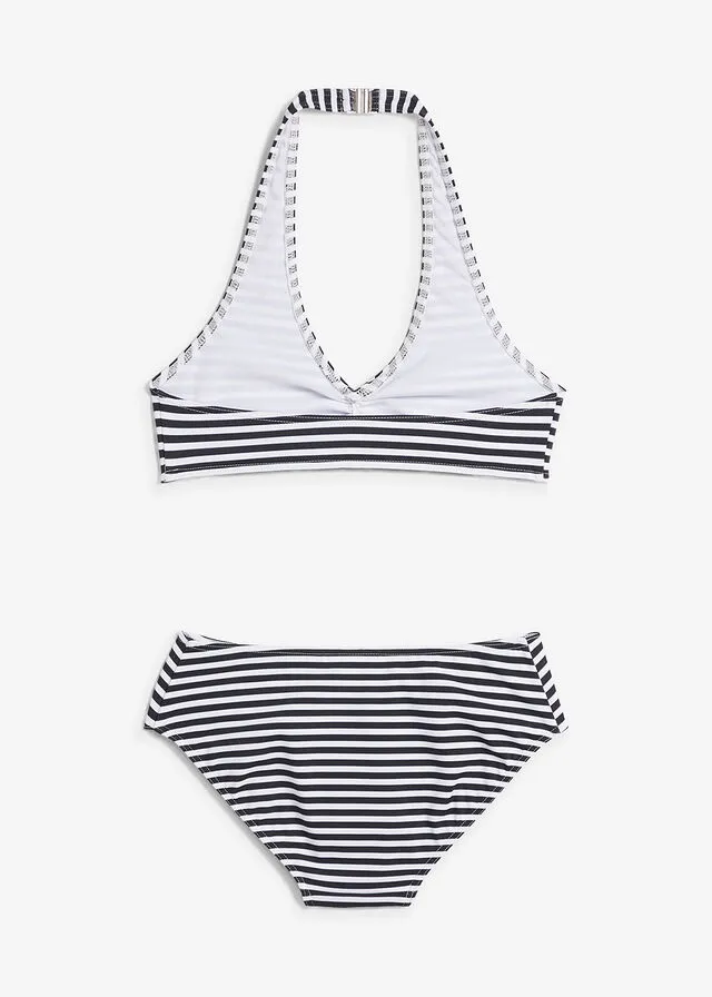 Bikini (2 piezas) Negro-blanco, rayas verticales