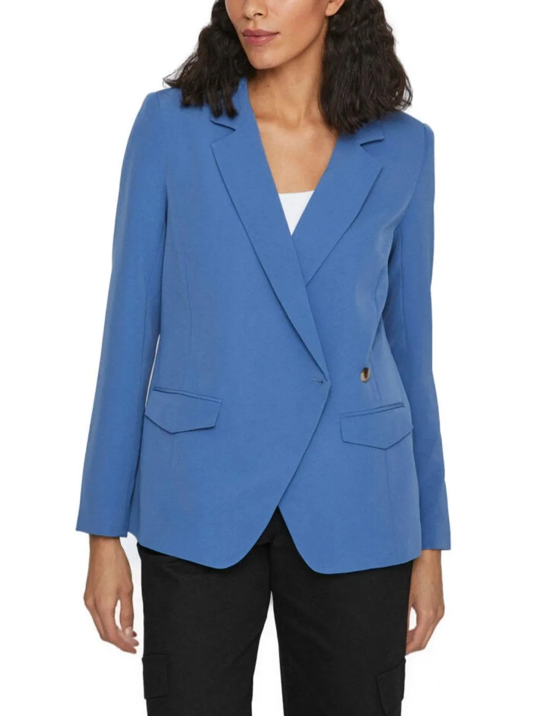 Blazer asimetrico Vila Gula azulon para mujer