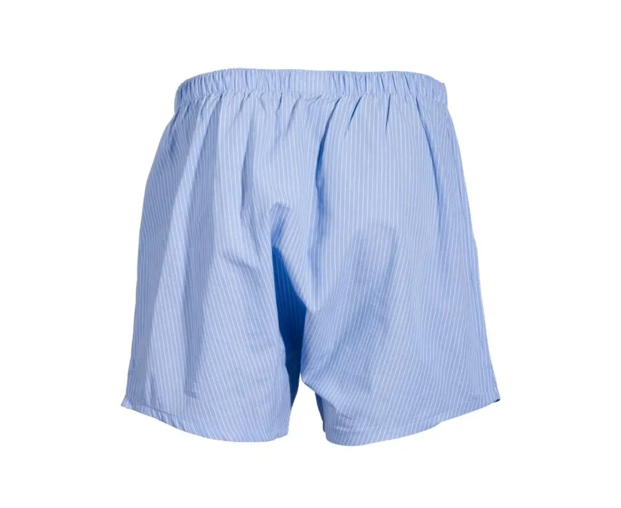 Box of 2 Plain Sky blue & white stripes / white & blue checked Men's boxer shorts - ELON