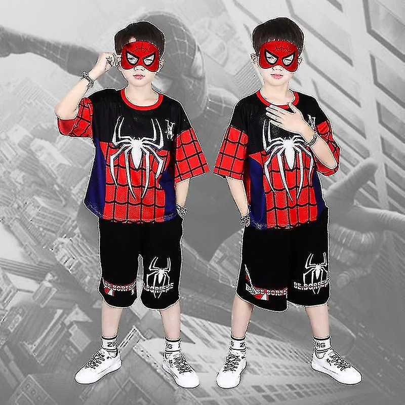 Boys Spider-man Short Sleeve T-shirt + Shorts Summer Outfit Set Kids Clothes 4-9 Years