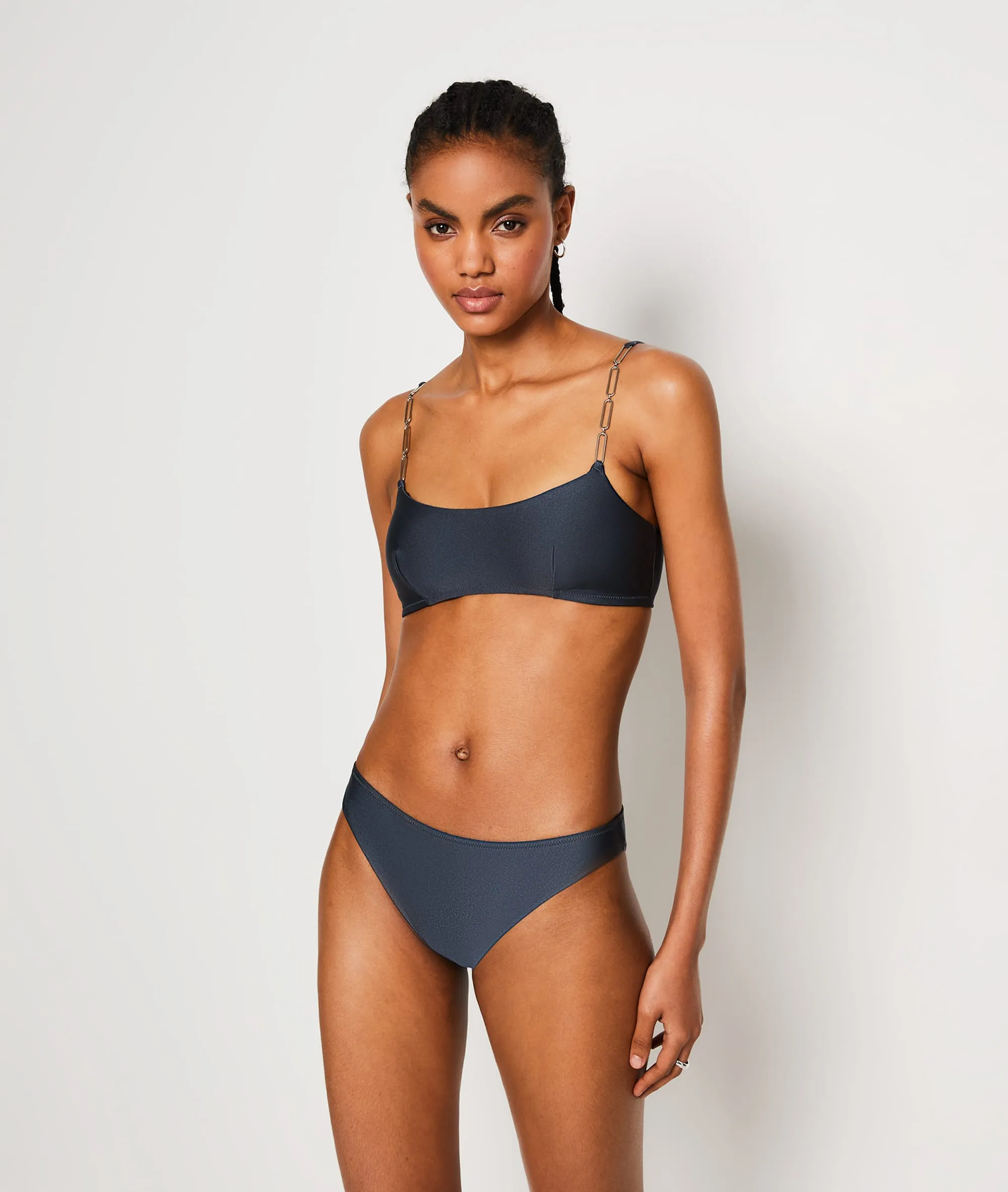 Braguita bikini satinada STRAP SWIM ANTHRACITE - ETAM