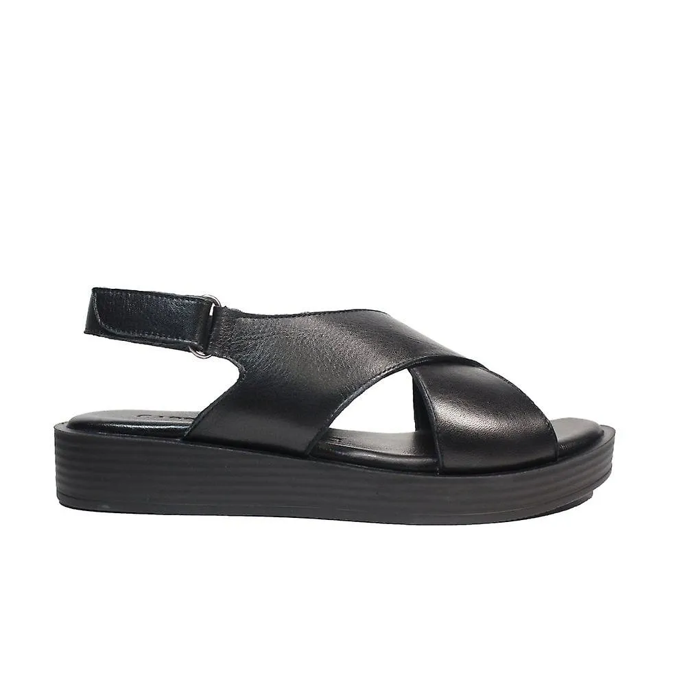 Capricho 28205-20 001 | Cuero negro | Sandalias de plataforma trasera para mujer