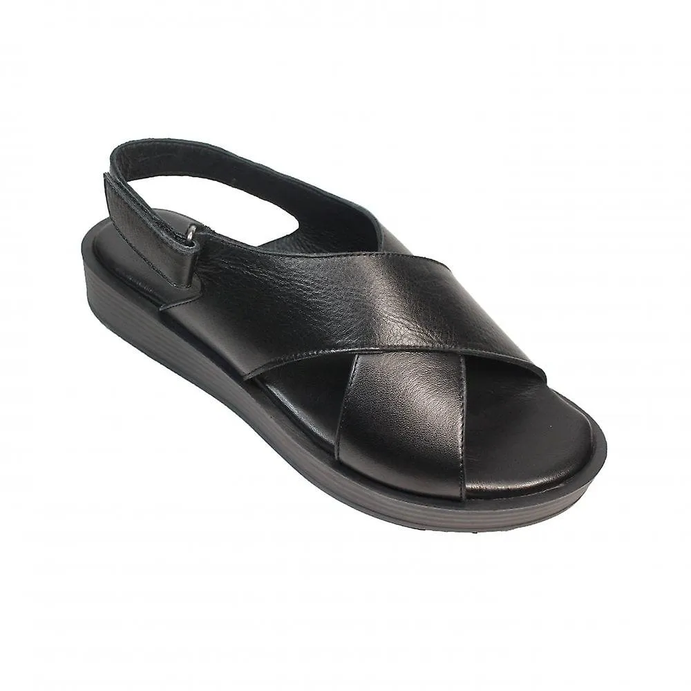 Capricho 28205-20 001 | Cuero negro | Sandalias de plataforma trasera para mujer