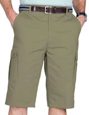 Chums | Mens | Longer Cargo Shorts with Side Elastication | Roomy Button Down Pocket