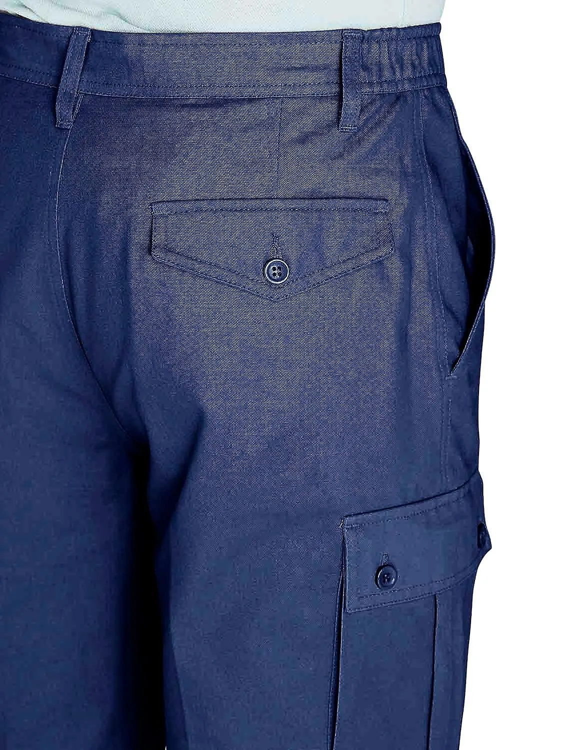 Chums | Mens | Longer Cargo Shorts with Side Elastication | Roomy Button Down Pocket