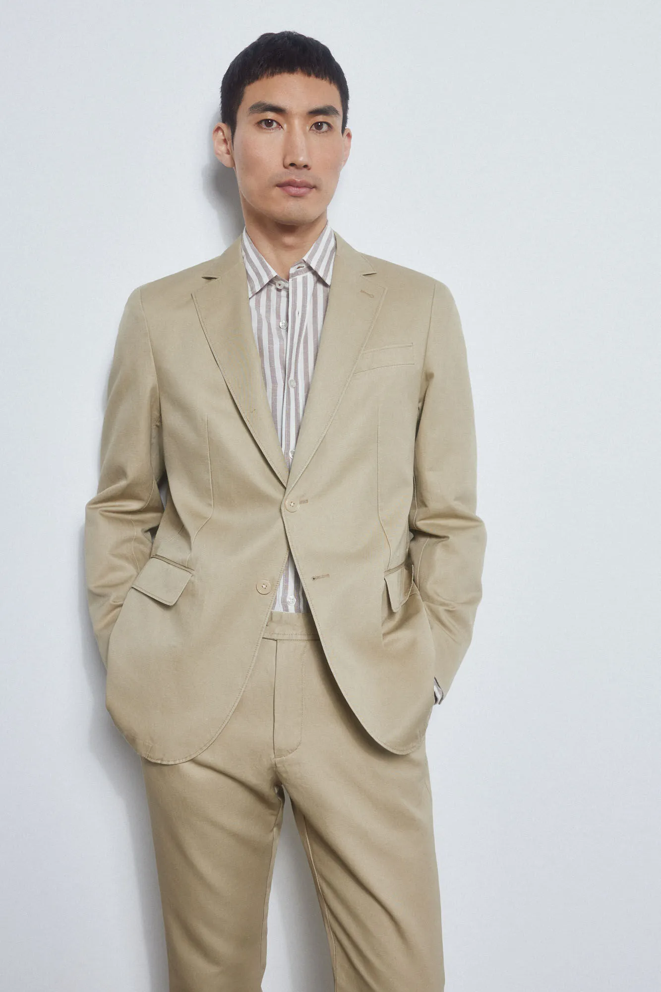 Cotton/linen slim fit blazer