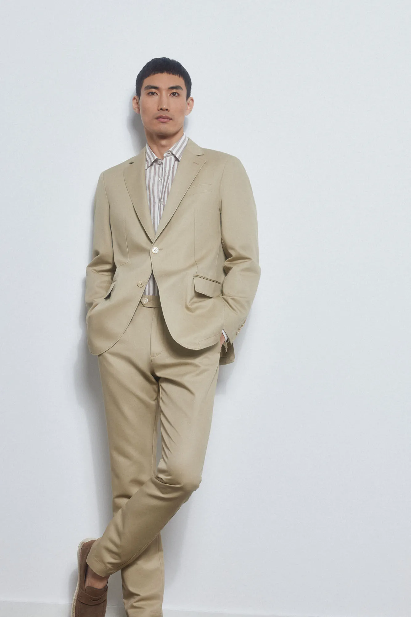 Cotton/linen slim fit blazer