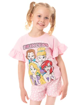 Disney Girls Short Sleeve Short Leg Pyjama Set Rosa Disney Princess