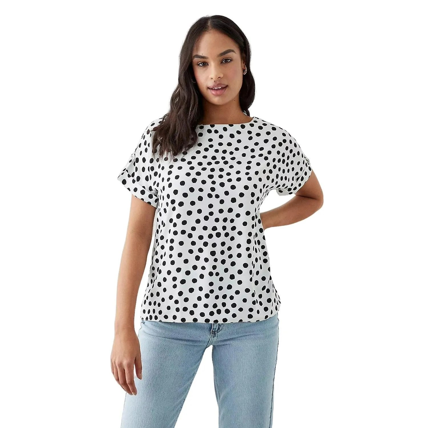 Dorothy Perkins Womens/Ladies Spotted Roll Sleeve Blouse