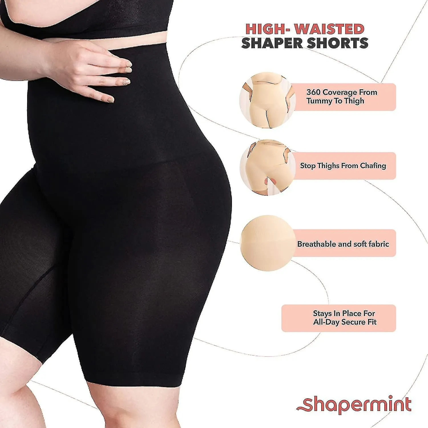 Empetua High Waisted Body Shaper Shorts - Shapewear For Women Tummy Control Small To Plus-size