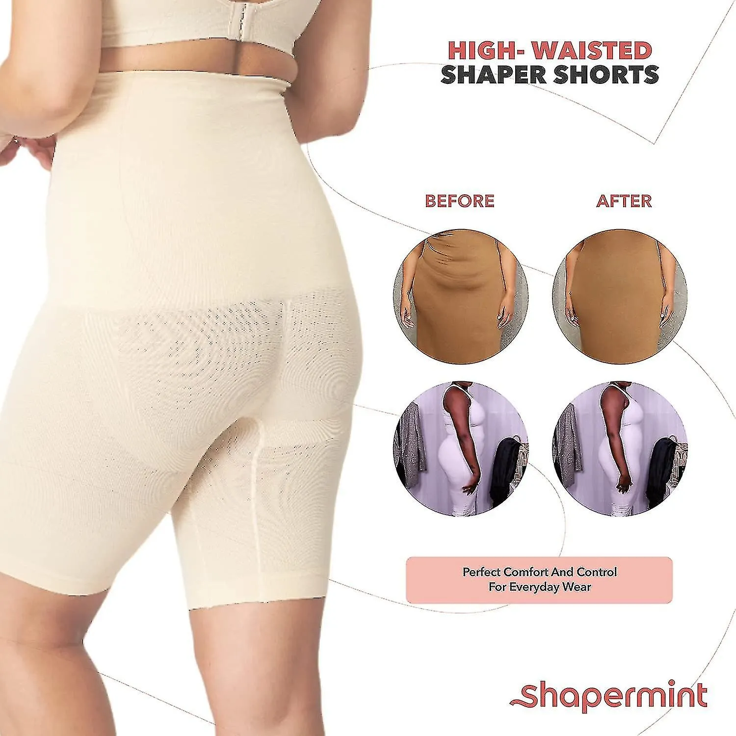 Empetua High Waisted Body Shaper Shorts - Shapewear For Women Tummy Control Small To Plus-size