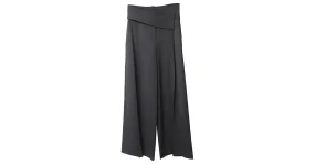 Emporio Armani Pantalones de pierna ancha con cinturilla asimétrica en algodón negro 