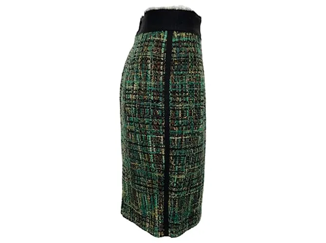 Falda de tweed Greed de Giambattista Valli con cinturilla de grosgrain deshilachada Verde 