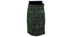 Falda de tweed Greed de Giambattista Valli con cinturilla de grosgrain deshilachada Verde 