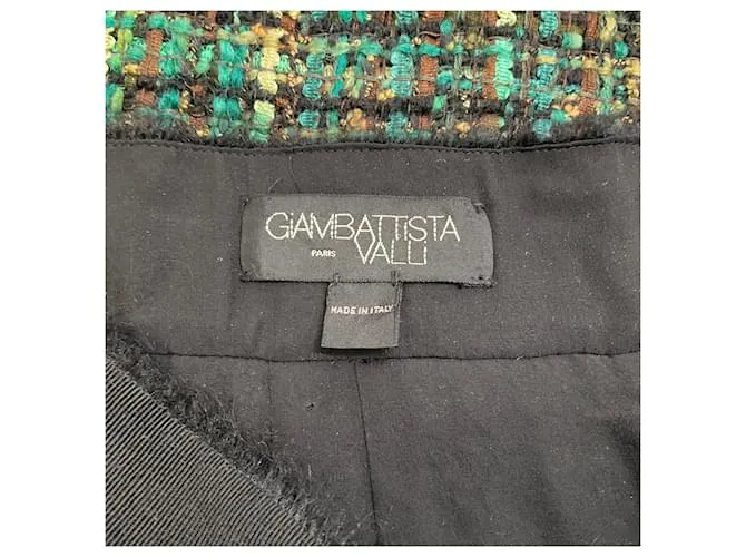 Falda de tweed Greed de Giambattista Valli con cinturilla de grosgrain deshilachada Verde 