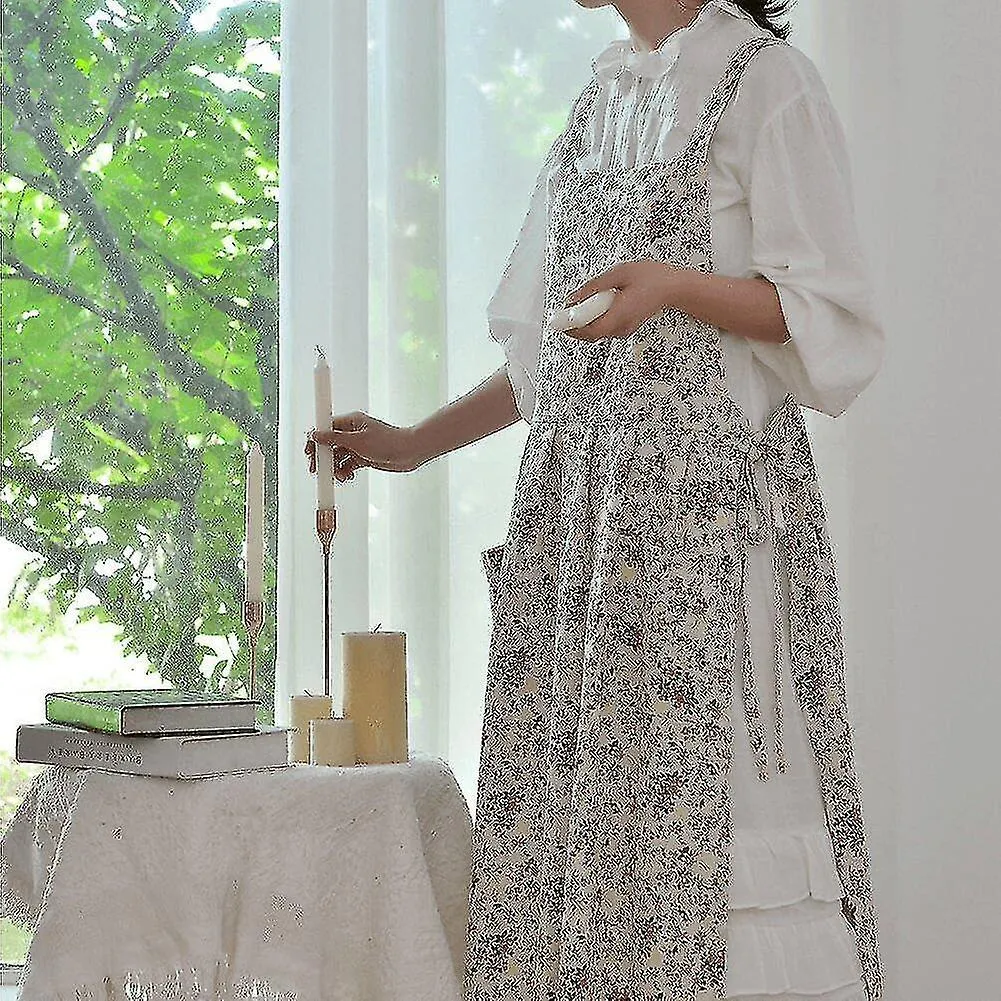 Floristería Café Jardinería Cocina Horneado Vestido de cocina Delantal Delantal Mujer Espalda cruzada Impresión de algodón