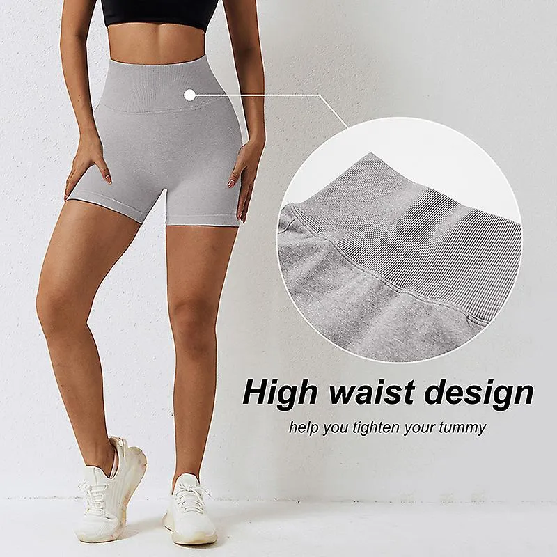 Gym Short Leggings Women Elastic High Waist Slimming Shorts Push Up Sports Tights Solid Seamless Workout Fitness Yoga Pants