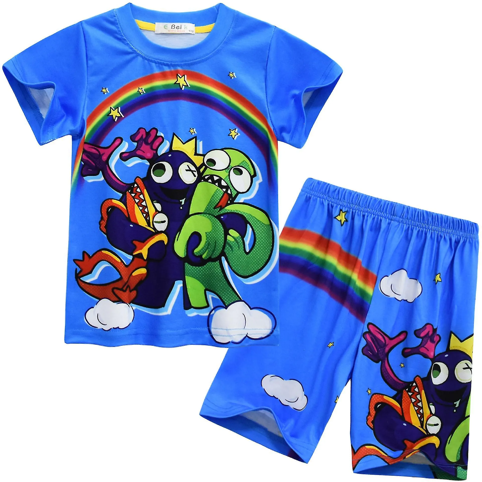 Halloween Christmas 2023 New Game Roblox Rainbow Friend Rainbow Friend Costume Children's Short Sleeve Suit