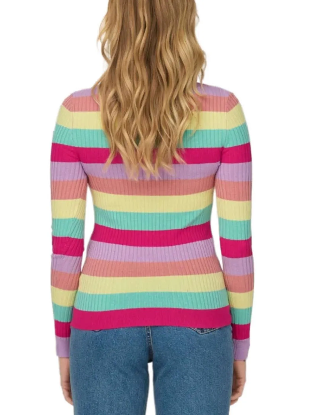 Jersey Only Karol multicolor canalé ajustado para mujer