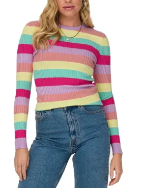 Jersey Only Karol multicolor canalé ajustado para mujer