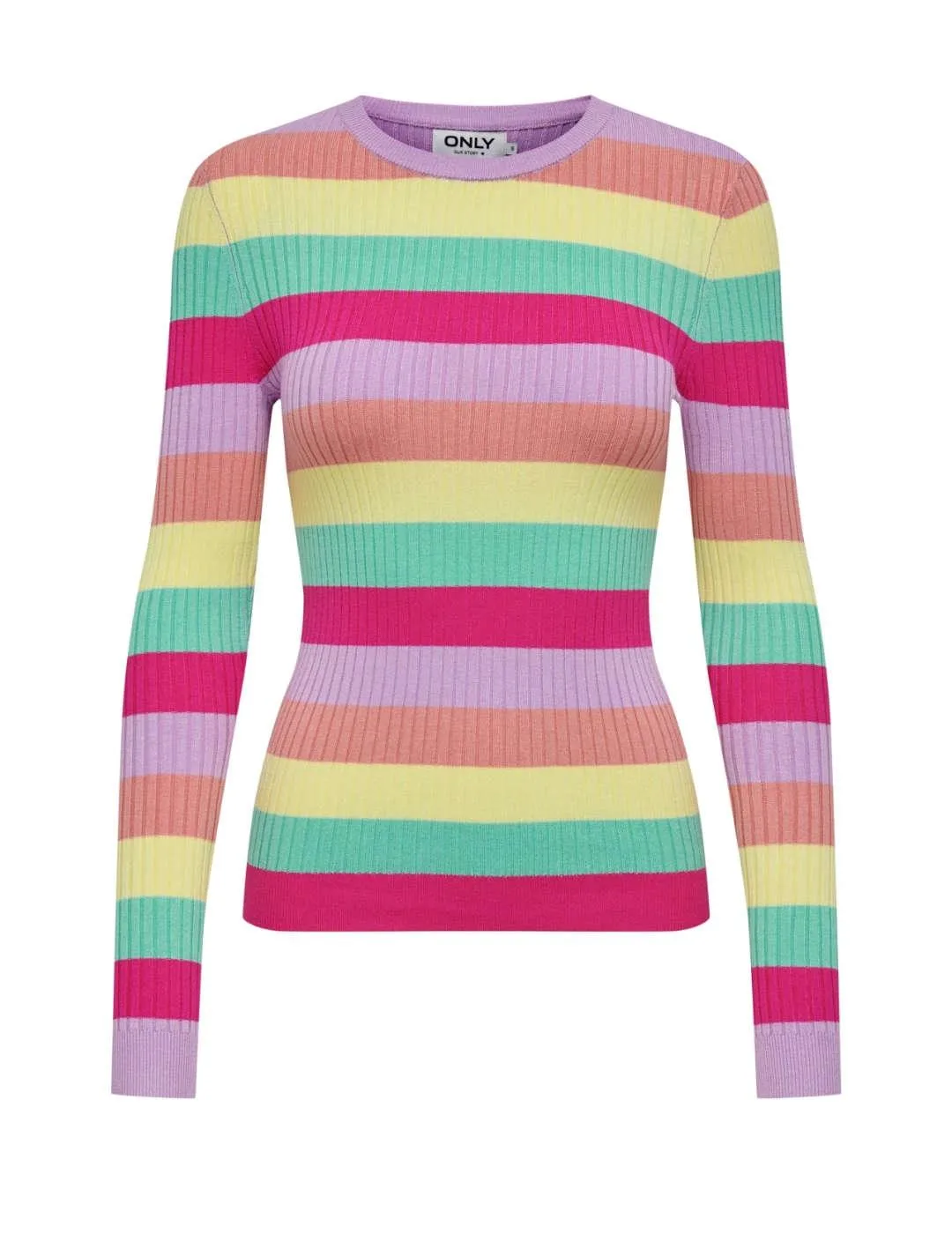 Jersey Only Karol multicolor canalé ajustado para mujer