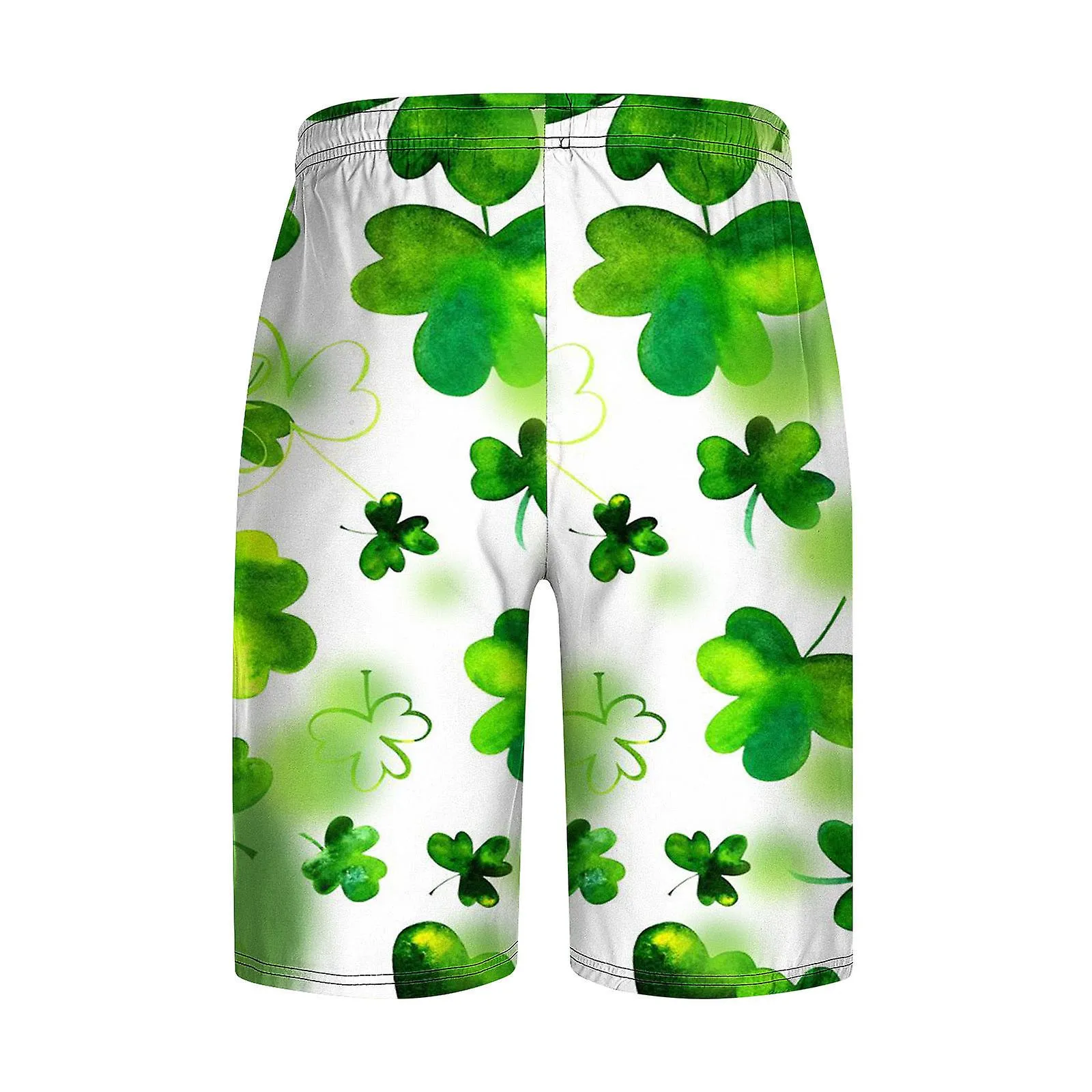 Men Casual Fashion St. Patrick's Day Print Shorts With Pockets Elastic Waist Beach Pants FAN0359