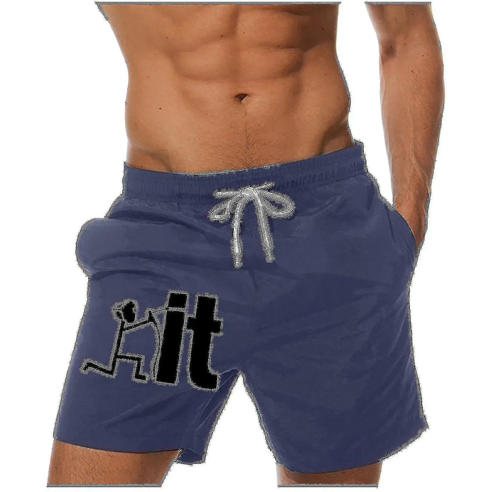 Men Drawstring Special Print Beer Festival Beach Casual Trouser Shorts Pant