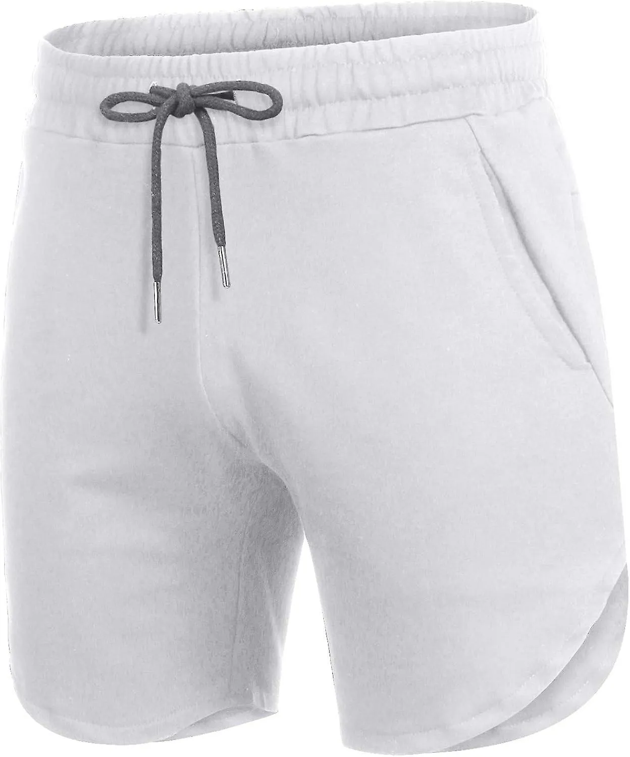 Men's Gym Shorts Running Short Pants Fitted Training with Pockets-WhiteM