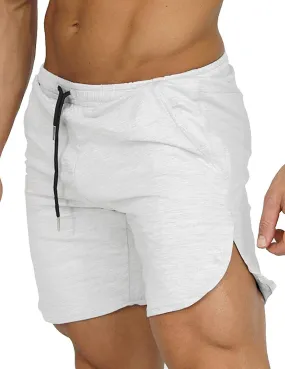 Men's Gym Shorts Running Short Pants Fitted Training with Pockets-WhiteM