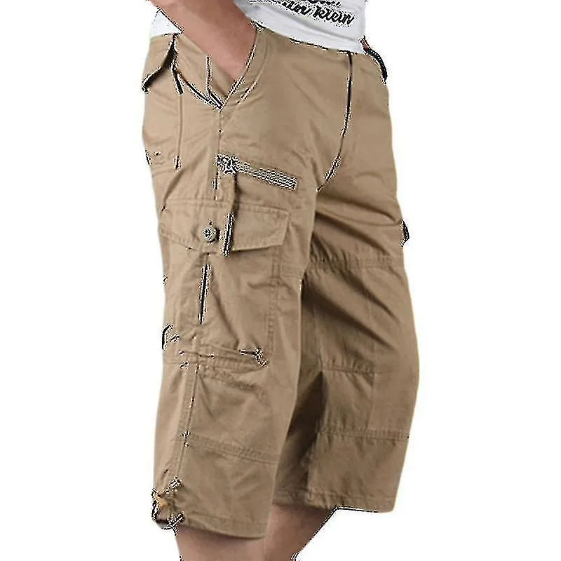 Mens 3/4 Length Elasticated Shorts Waist Combat Quarter Pants