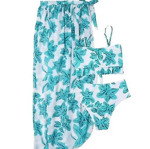 New botanical print bikini three-piece swimming costume