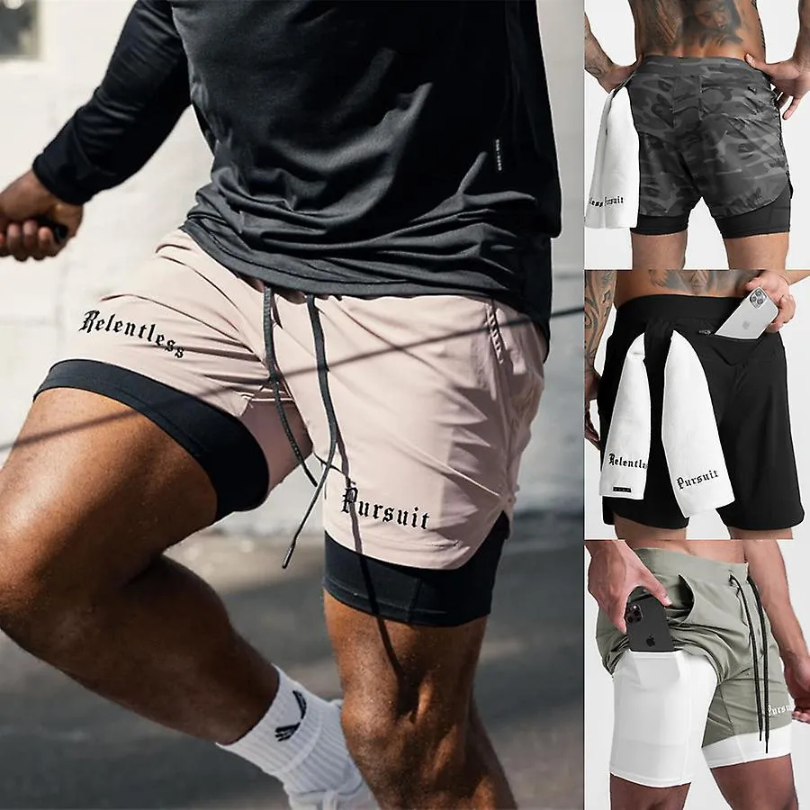 New camouflage Running Shorts Men 2 in 1 Sports Jogging Fitness tatting Quick Dry Gym Training Sport Workout Short Pants