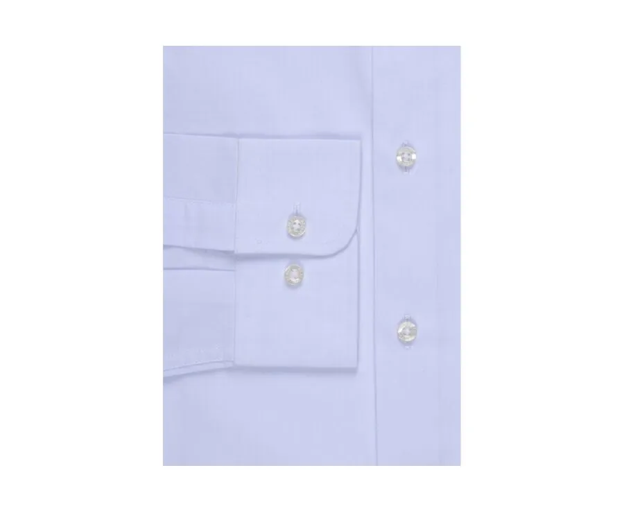 Pale Blue Poplin Cotton Shirt - Straight collar - LOUIS CLASSIC