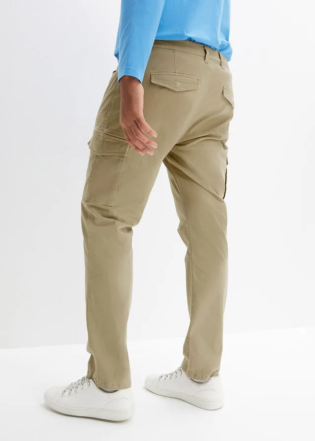 Pantalón cargo elástico, slim fit, corte recto Negro