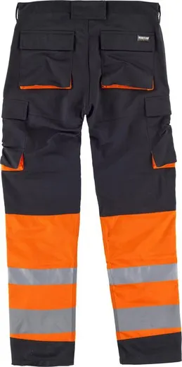 Pantalón multibolsillos combinado alta visibilidad Negro / Naranja