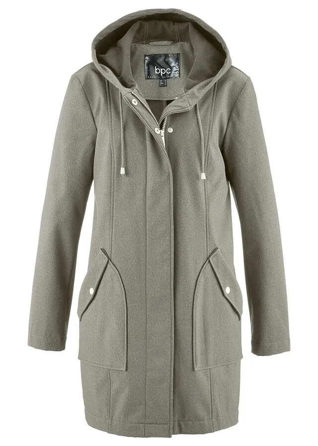 Parka de softshell con capucha Gris humo/blanco/negro jaspeado