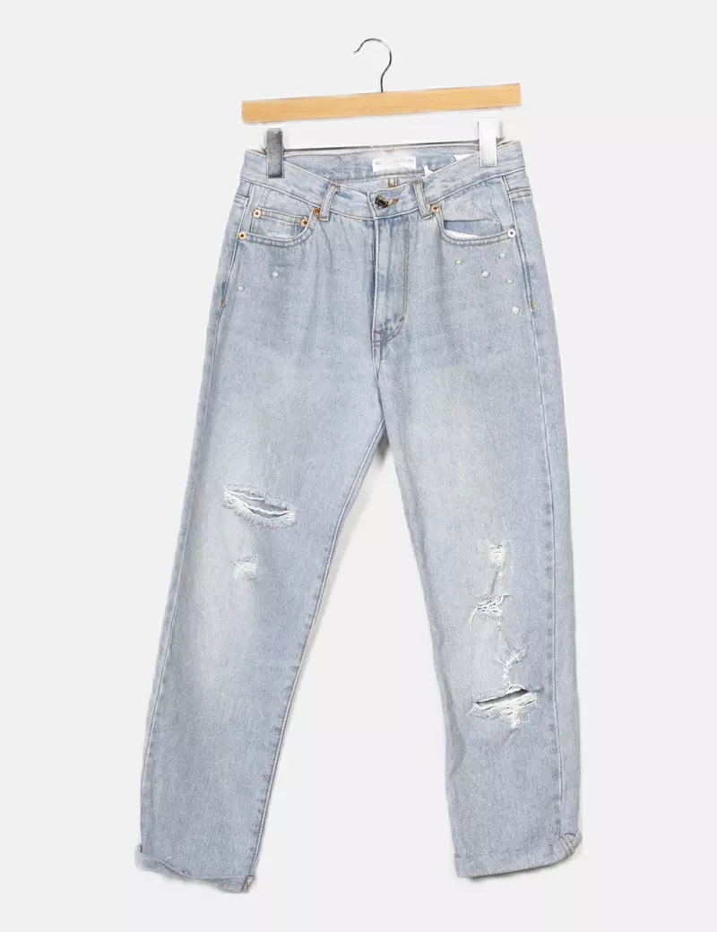 Pull&Bear Jeans azul claro denim abalorios