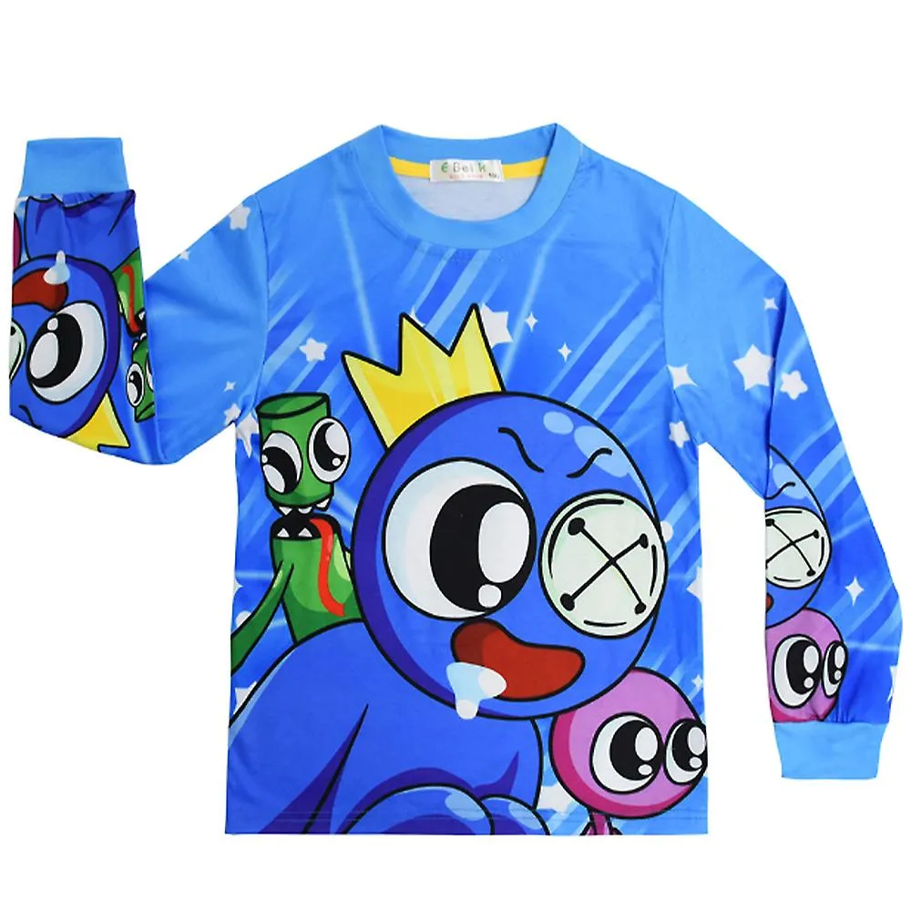 Roblox Rainbow Friends Print Kids Boys Girls Pajamas Set Long Sleeve T-shirt Pants Comfy Sleepwear Outfit