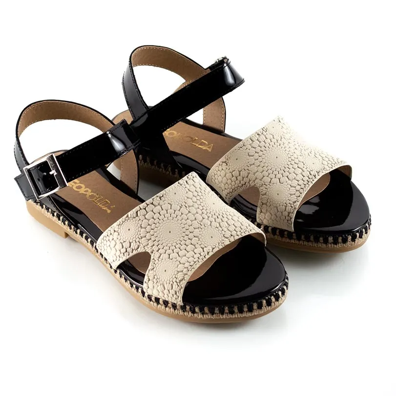 Sandalias bajas negro y natural Junin