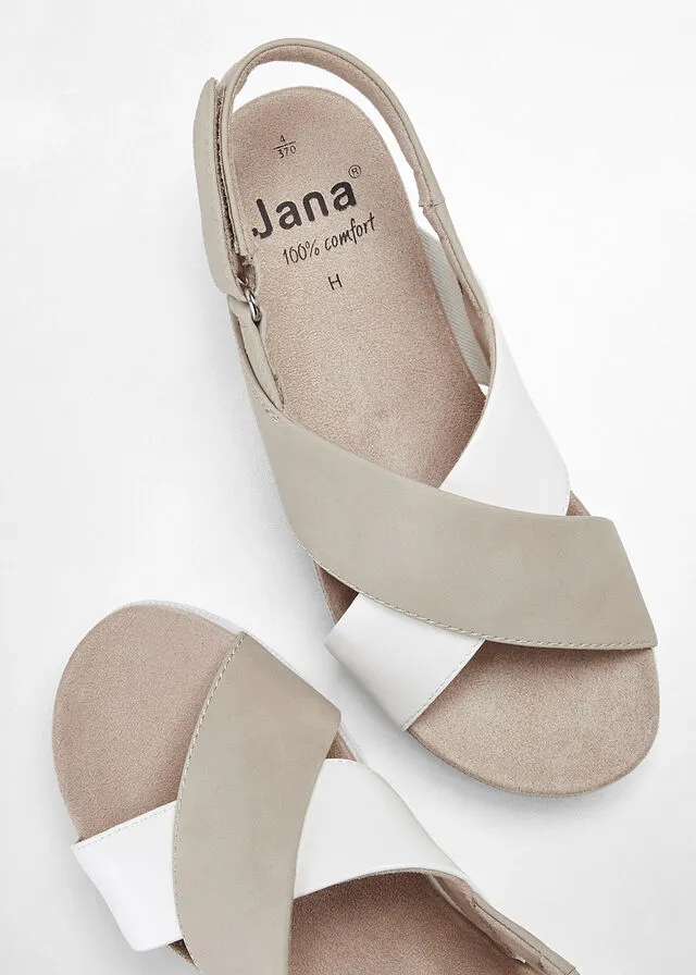 Sandalias Jana de ancho cómodo Marrón grisáceo-blanco