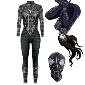 Sexy Bodysuit Black Spider Woman Spandex Jumpsuit Halloween Cosplay Women Superhero Costume