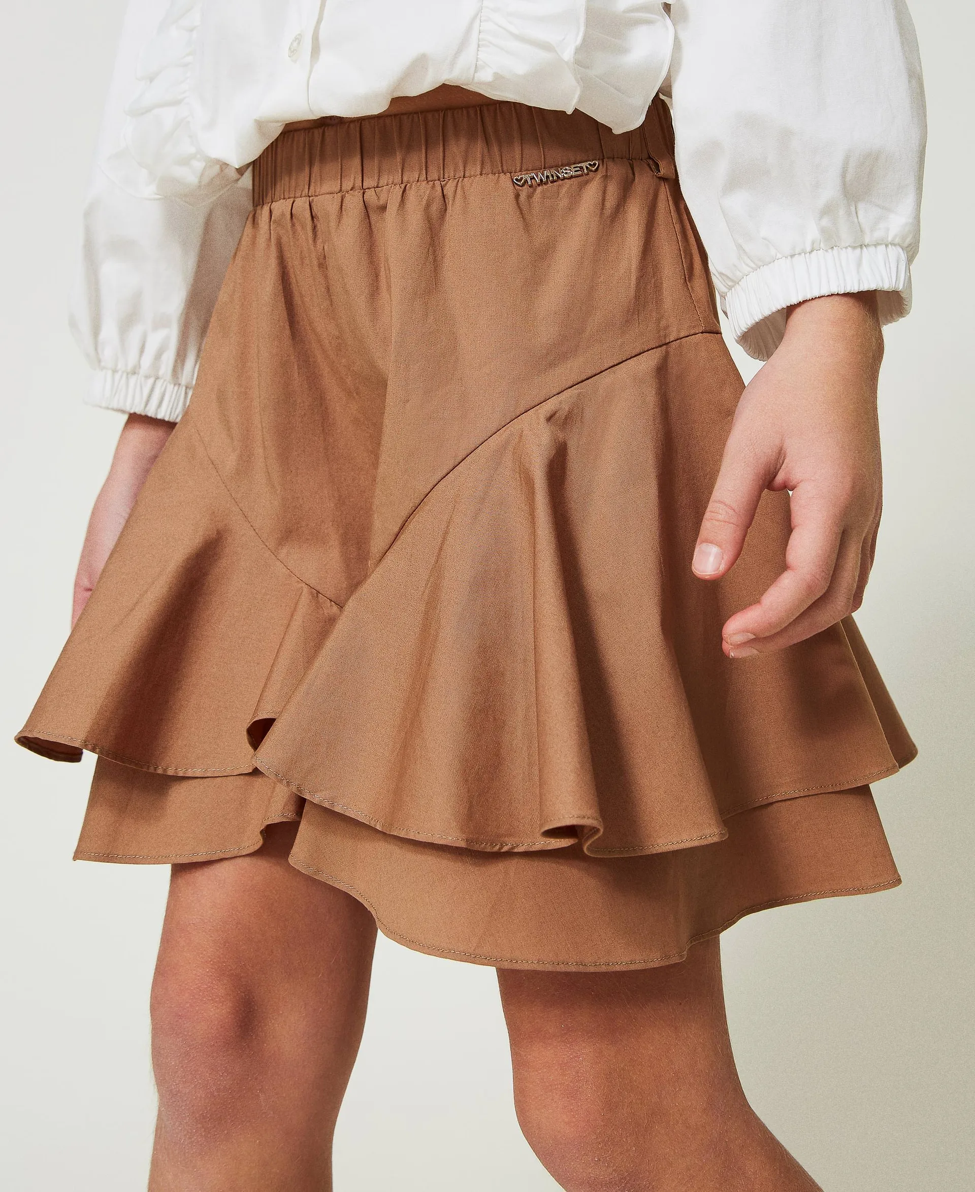 Shorts de popelina con volantes