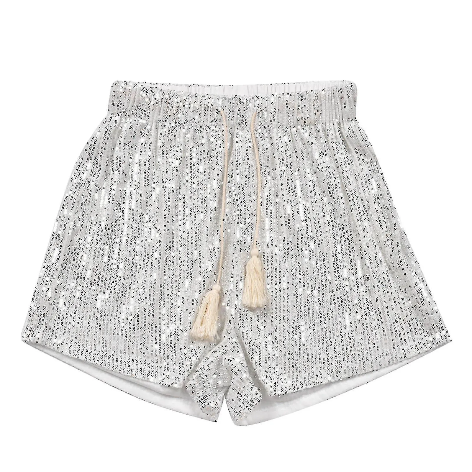 Summer Sequin Shorts for Women - High Waist Casual A-Line Hot Pants, Sparkly Clubwear Night-Out Skorts