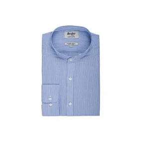 Thin dark blue and white stripes seersucker shirt - COLBERT