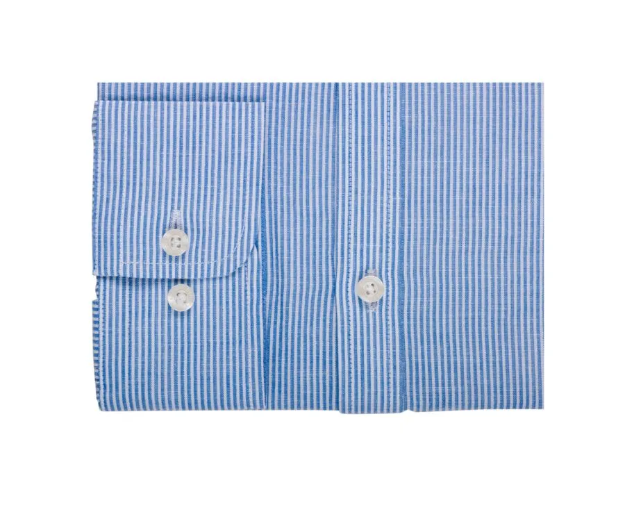 Thin dark blue and white stripes seersucker shirt - COLBERT