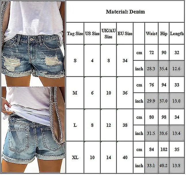 Womens Ripped Denim Shorts Jeans Hot Pants Distressed Frayed Short Pants